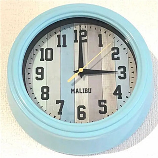 【新生活応援‼︎】《ほぼ新品》お洒落な壁掛け時計 マリンブルー ...