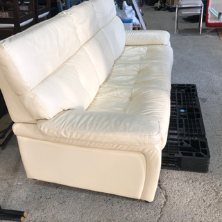 3人掛けレザーソファー◇アイボリー