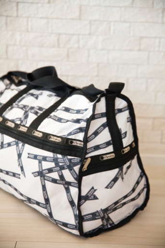 レア】レスポートサック ボストンバック 白xレスポロゴリボン