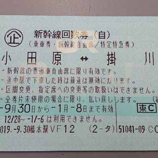 新幹線回数券期限間近(小田原～掛川)