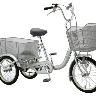 新車 大人三輪車 18/16インチ シルバー スイング機能 3年間盗難補償