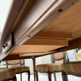 アンティーク　天然木　マルニ MARUNI　猫脚　ダイニングチェアセット　引き出し付き　6脚セット　