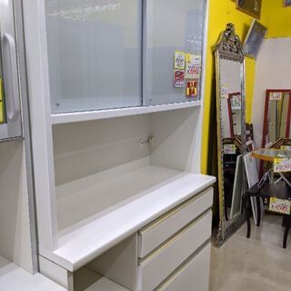 0106-04 2面食器棚 レンジボード ハイカウンター スチームオーブン対応 ソフトクローズ機構 118幅 福岡糸島唐津