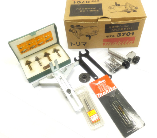N0107E] マキタ トリマ 3701 大日商ビット付 付属品多数 動作品 電動