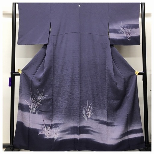 優美　訪問着　特選　正絹　裄66.5　身丈160　一つ紋入り（紫)リサイクル着物