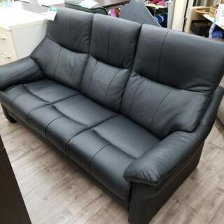 1/19店）3人掛 ソファ 黒 ブラック 合成皮革 12,900円