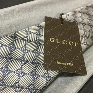 【完売】GUCCI グッチ　シルク　ネクタイ　新品　シルバー系グ...