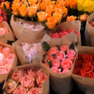 日本で一番大きな花市場である大田市場花き部のセリ場、仲卸店や資材...