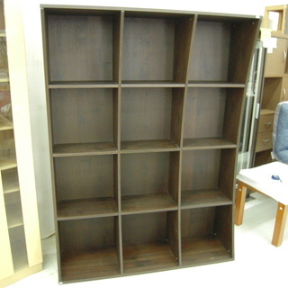 飾り棚 収納家具 シェルフラック 大型壁面収納 本棚 幅134cm ダークブラウン 苫小牧西店
