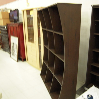 飾り棚 収納家具 シェルフラック 大型壁面収納 本棚 幅134cm ダークブラウン 苫小牧西店