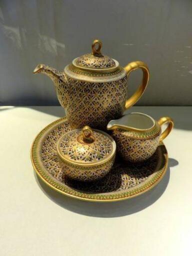 タイ王室御用達手書き ベンジャロン焼 クリマー＆シュガーポット