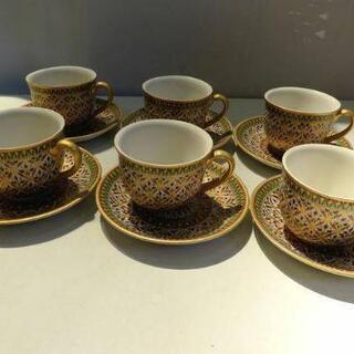 タイ王室御用達 ベンジャロン焼き カップ&ソーサー トレー ポット クリーマー シュガーポット 16点セット 伝統工芸