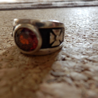 シルバー925メンズ指輪　赤の天然石