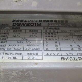 その他 新ダイワ エンジン発電機 DGW201M 中古品