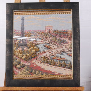 1774 ゴブラン織り 額装 パリ風景 風景画 D60.5×W5...