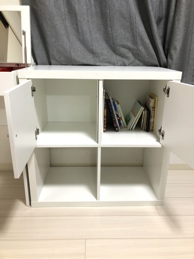 ※値下【鏡台＆収納BOX】IKEA BRIMNES ブリムネス ドレッシングテーブル ホワイト ＆ KALLAX カラックス シェルフユニット扉付き ホワイト