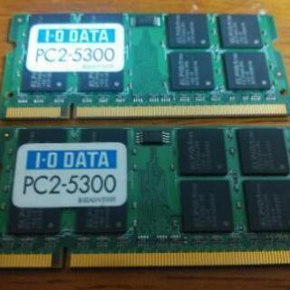 パソコン部品　メモリー　ＩｏDATA製　DDR2　1G　2枚有り