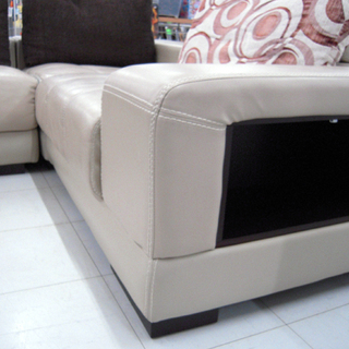 L字ソファセット ボックスソファセット レザー調 ベージュ系 苫小牧西店