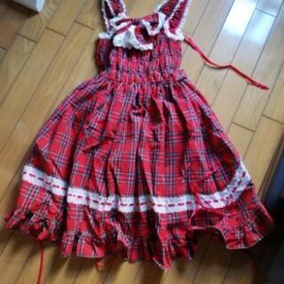 ベイビーザスターズシャインブライト 赤チェック ジャンスカ