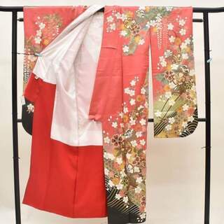 豪華古典振袖　4点セット　淡紅地桜金箔　人気落ち入替処分