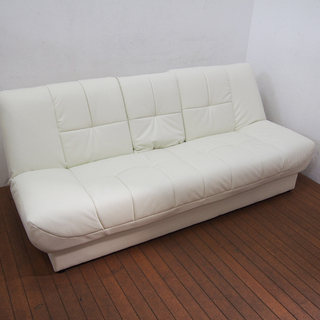 【美品】便利な底収納付 ソファベッド シングルサイズ (JA57)