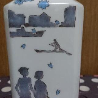 九谷焼 武腰潤 作 色絵 春風景図 酒瓶 / 酒器 徳利 角瓶