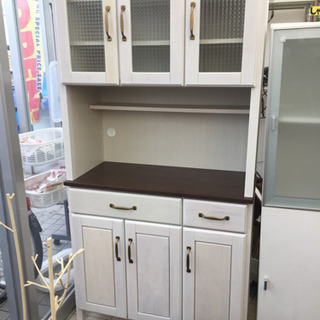 1 15東区和白 定価78 000 カントリー風三面食器棚 可愛い オシャレ