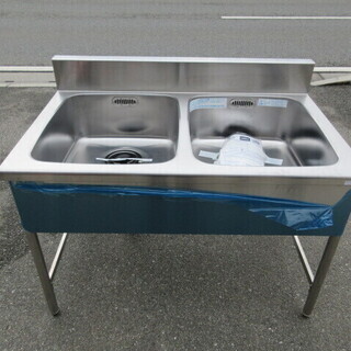 ☆新品 業務用 厨房用品 リクシル ステンレス 2層式シンク 横1200×奥