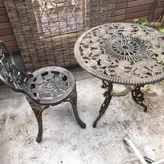  鋳物 テーブルセット 青銅色 鋳物テーブルセット ガーデンセット