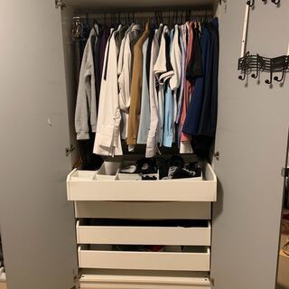 IKEA 美品ワードローブ 挿し クローゼット ブラック ミラー扉