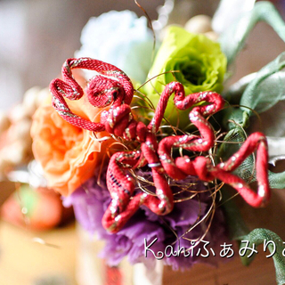 節分♥羊毛フェルトのオニとお花のコラボプレート − 愛知県