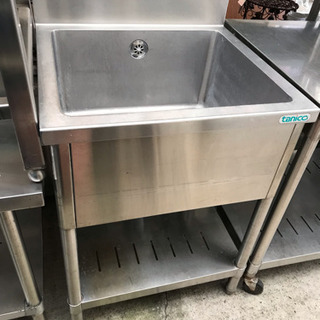 タニコー 業務用 1槽シンク バックガード付 W600×D600×H800 中古