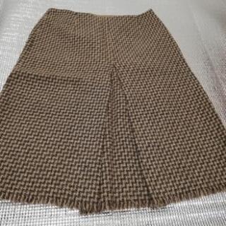 千鳥格子　茶　スカート　サイズ36