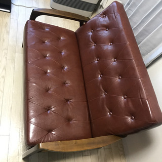 ヴィンテージ風ソファ　赤茶　ブラウン
