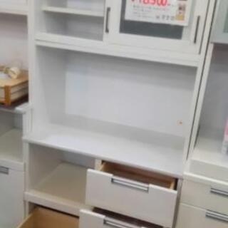 ○販売終了○レンジボード キッチンボード カップボード ホワイト③ 中古品