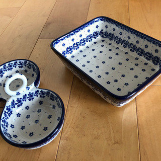 ポーリッシュポタリー(ポーランド製 )       オーブン皿&小鉢
