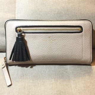 kate spade ケイトスペード グレージュレザーラウンドファスナー長財布