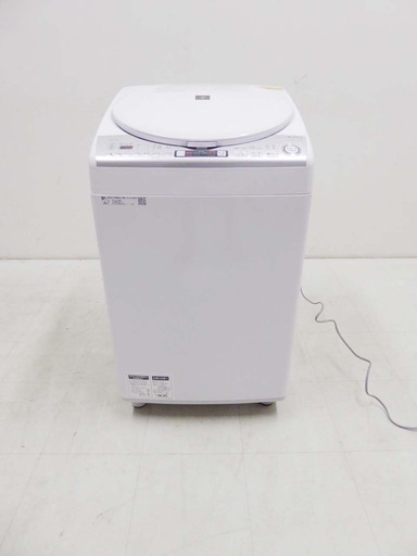 2019年製 SHARP シャープ 保証付 プラズマクラスター 縦型洗濯乾燥機 ES-TX8D-W 洗濯8kg、乾燥4.5kg