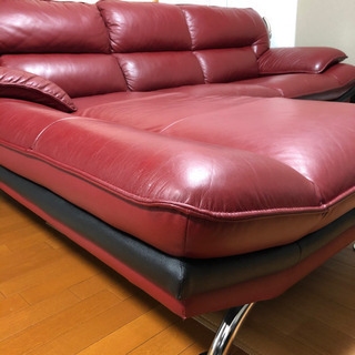 美品】【ニトリ本革】二人掛けソファ RED