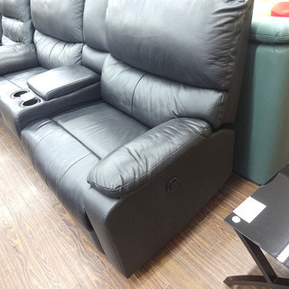 札幌 引き取り ニトリ 電動リクライニングソファ 本革 2人掛けソファ オゾン3 黒 