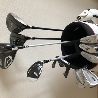 【中古】ゴルフクラブ10点、キャディバック、ゴルフバック（小）
