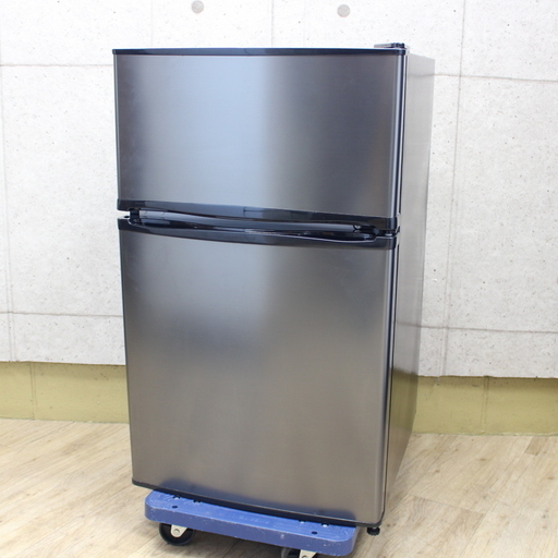 R424)【高年式】マックスゼン 90L 2ドア冷凍冷蔵庫 JR090ML01GM ガンメタリック 2019年製 コンパクト maxzen