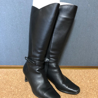 本革ロングブーツ黒 24.0㎝ 24センチ 3E 革靴 皮靴