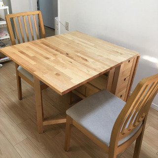 IKEA/ダイニングテーブル&イス2脚セット