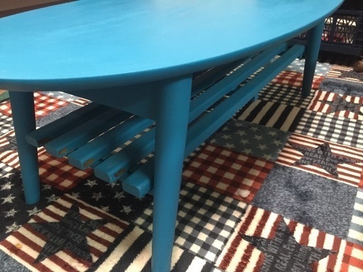 受付中 ものすごい色のコーヒーテーブル ピーコックブルー つや消しマットカラー Diy塗装品 ねこぴー 堺のテーブル コーヒーテーブル の中古あげます 譲ります ジモティーで不用品の処分