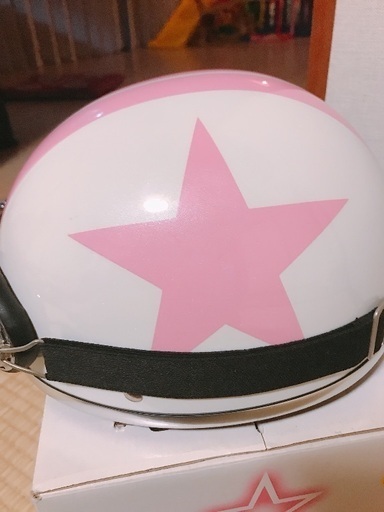 ヘルメット 星柄 ホワイト×ピンク
