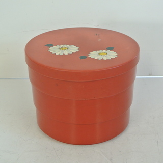 3段重ね 赤いお弁当箱 小さいお重 和風 花柄 仕切り2個付き