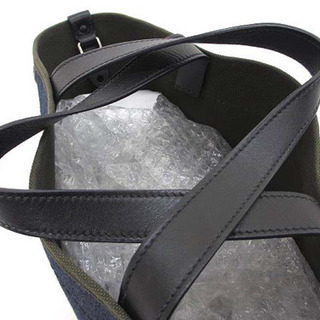 美品 プラダ 1BG244 デニム レザー 2WAY トートバッグ