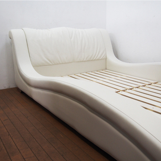 【良品】ARMONIA アルモニア セミダブルベッド フレーム 合皮 レザー ロータイプ ローベッド部門91週第１位獲得商品 (LA07)