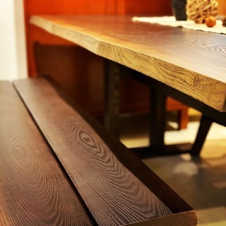 weDOstyle ウィドゥ・スタイル ダイニングテーブルセット テーブル チェア ベンチ 4点セット 茶 中古品